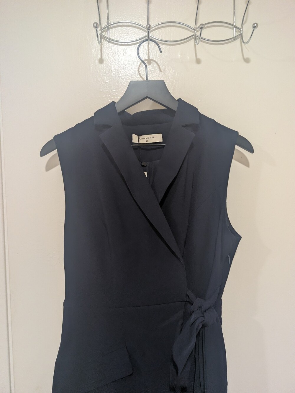 Commense NWT Navy Belted Pleated Sleeveless Blazer Dress - Picture 4 of 13